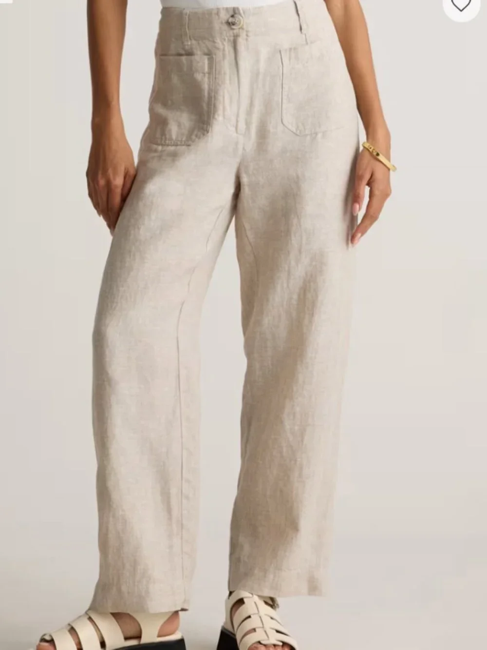 Quince 100% European Linen Patch Pocket Wide Leg Pants Flax 16 NWT